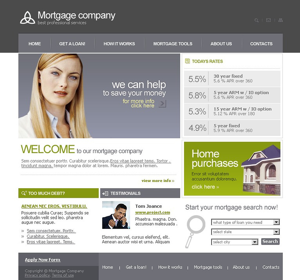 Mortgage Website Template Web Design Templates Website Templates Download Mortgage Website Mortgage Web Template