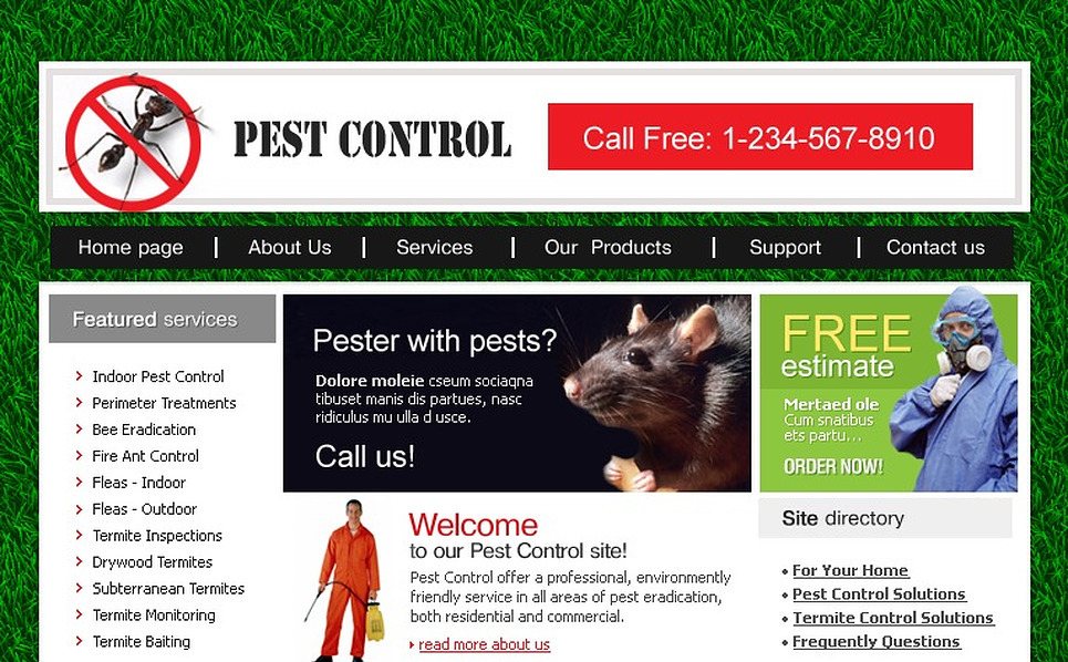Pest Control Website Template #11056