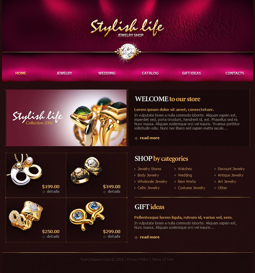 Jewelry Website Template Web Design Templates, Website Templates