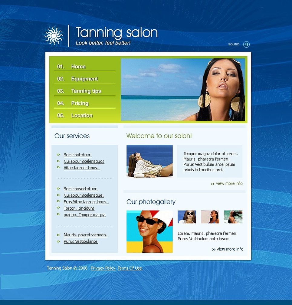 Tanning Salon Flash Template Web Design Templates Website Templates Download Tanning Salon Tanning Salon Website Templates