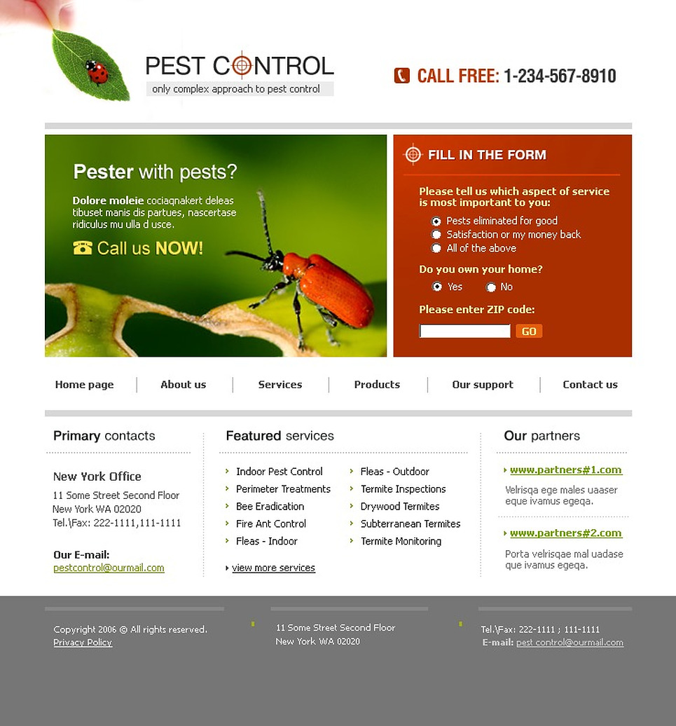 Pest Control Website Template 12349