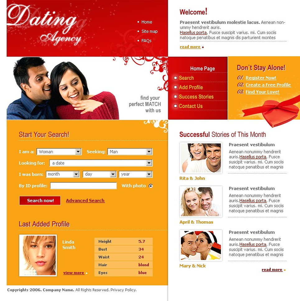 dating website template download