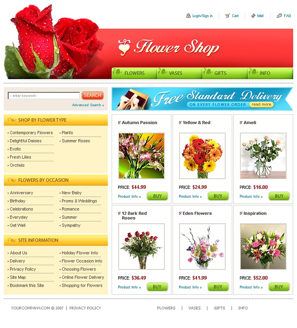 Flower Shop Website Template Web Design Templates Website Templates Download Flower Shop Flower Website Templates