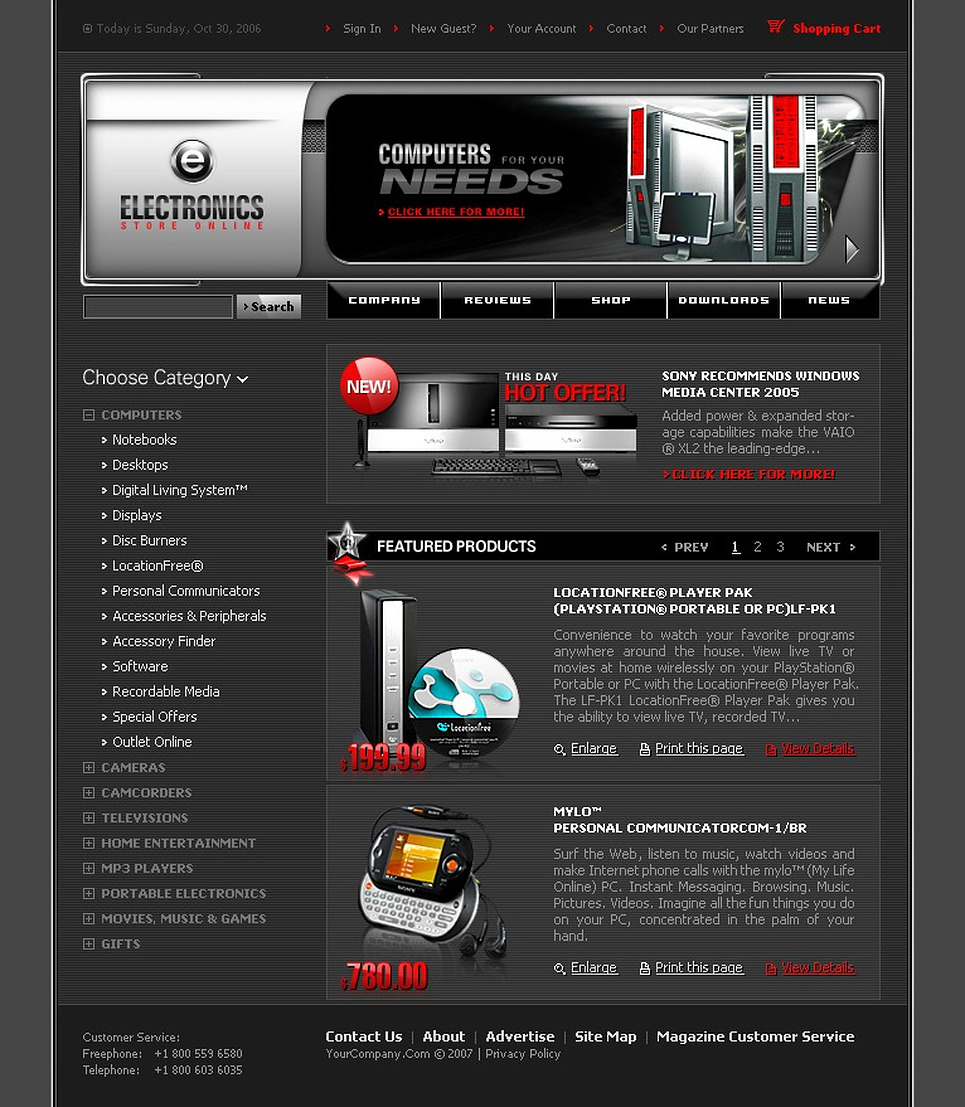 Electronics Store Website Template #13695