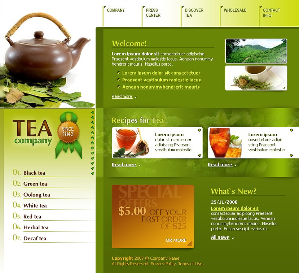 Tea Shop Website Template 14535