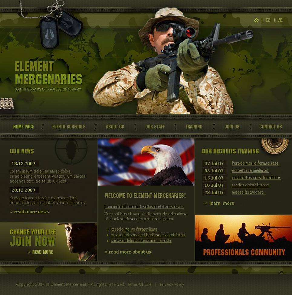 military website templates