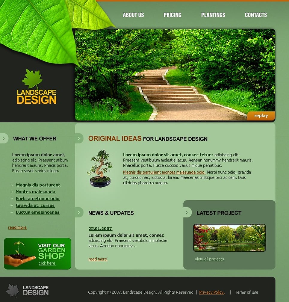 Landscape Design Website Template Web Design Templates, Website