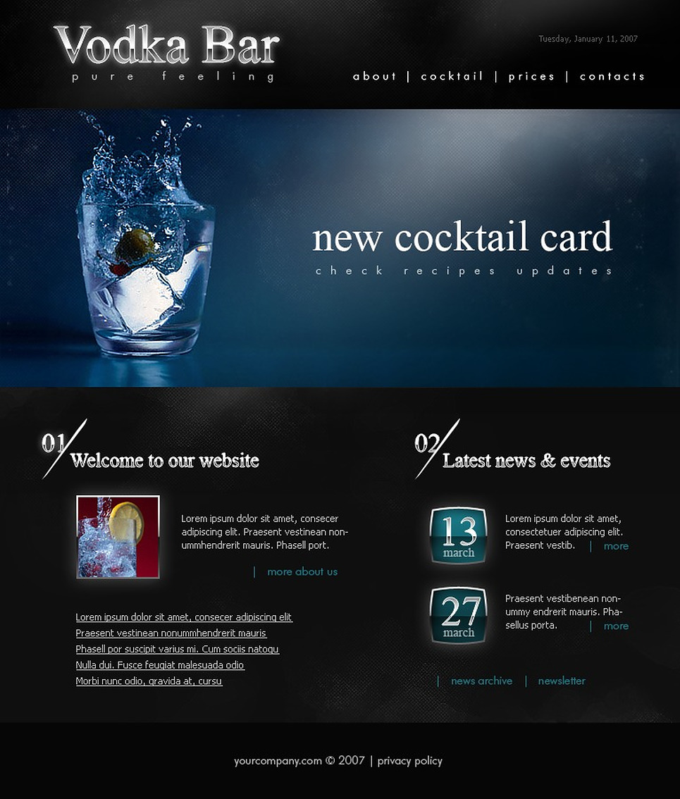 Cocktail Bar Website Template 15067
