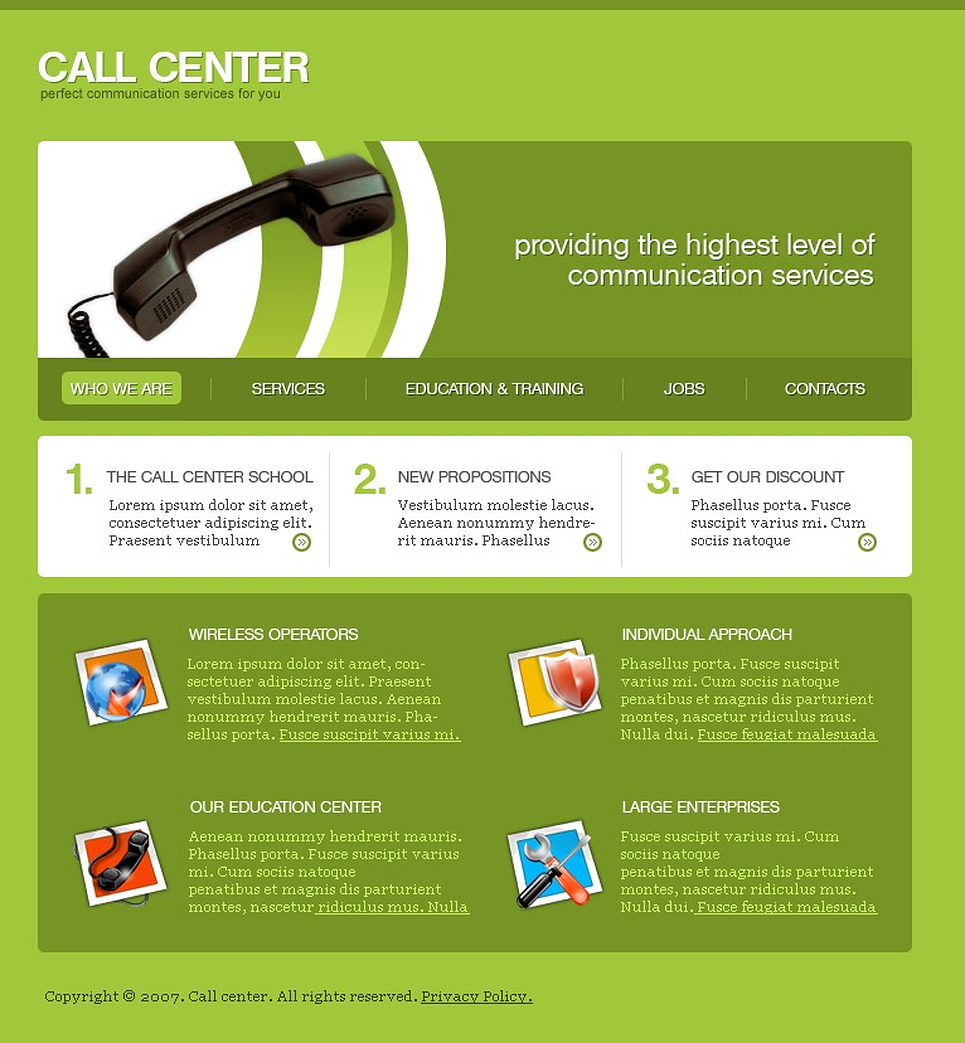 Call Center Website Template #15271