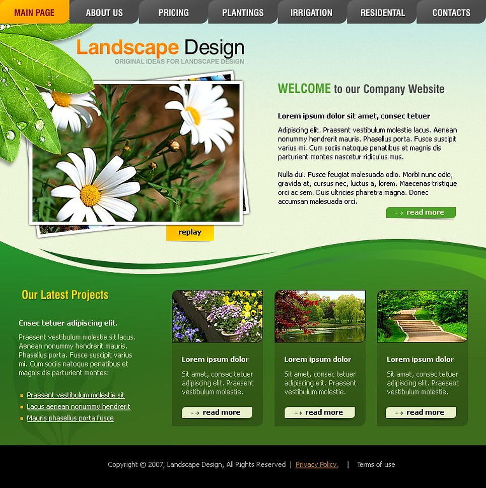 Wordpress Website Templates Landscaping Free Software and Shareware