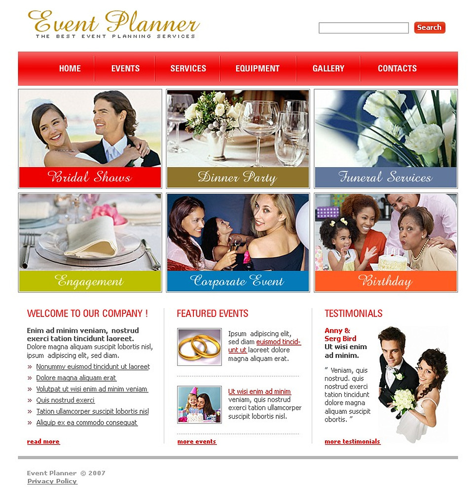 Event Planner Website Template 16251