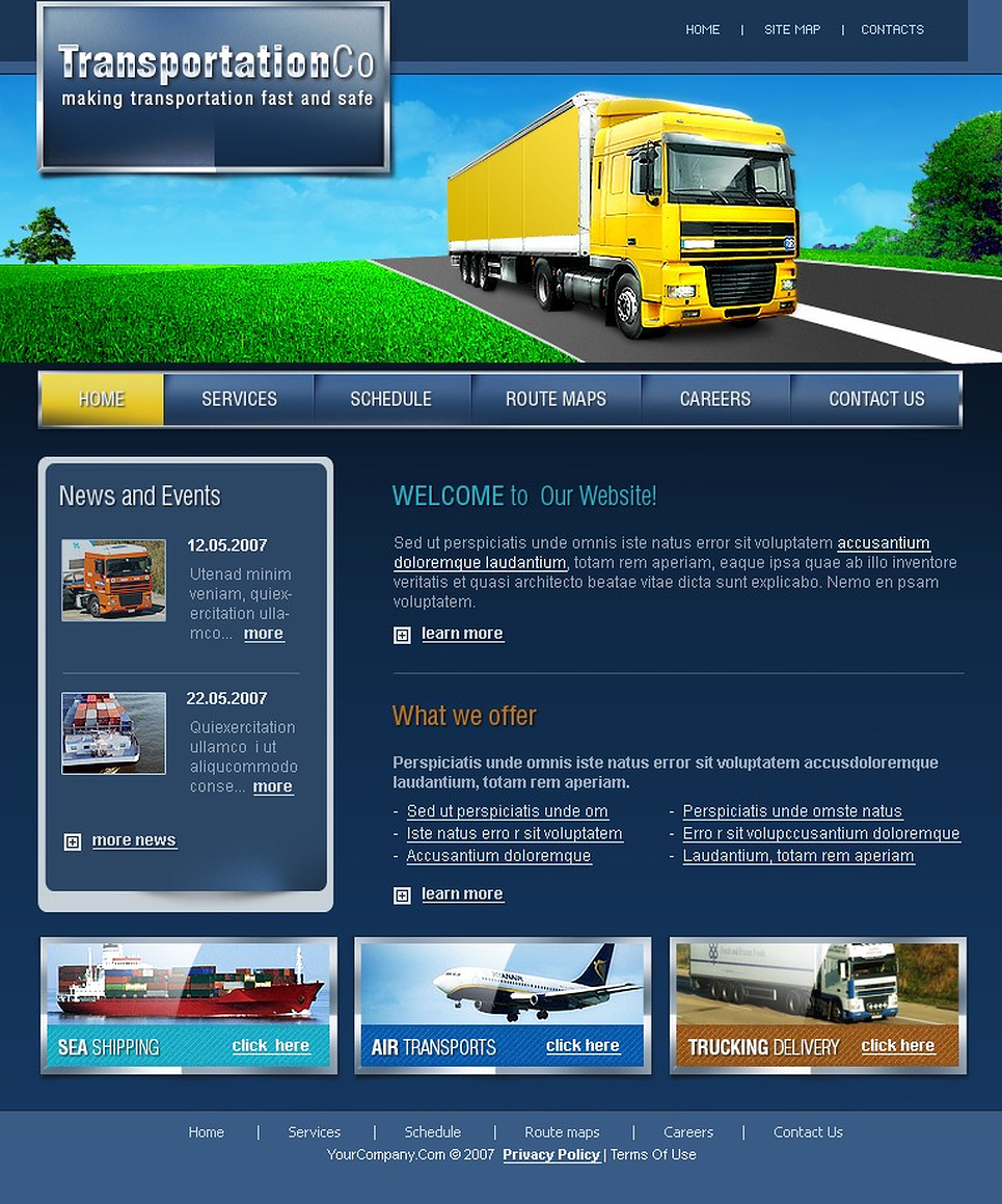 Transportation Website Template 16388