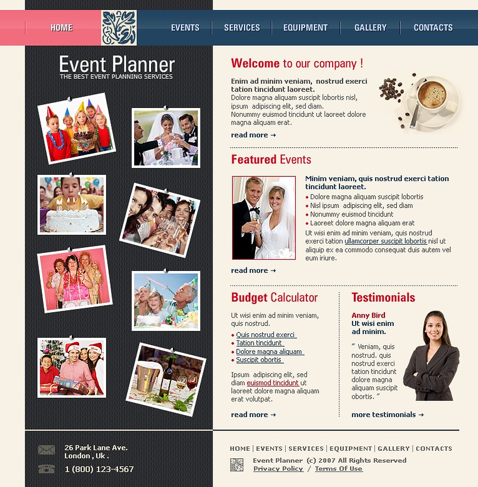 Event Planner Portfolio Template