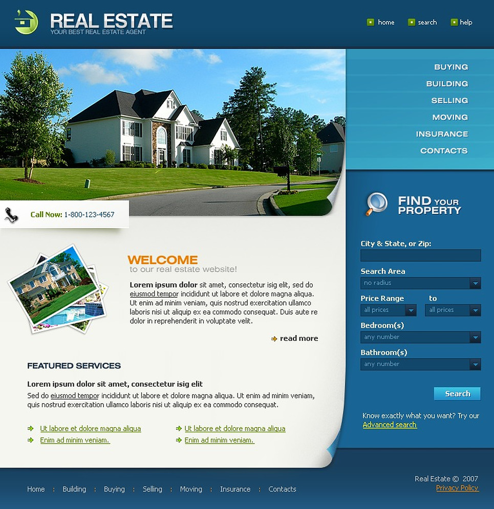 Real Estate Agency Website Template #17581