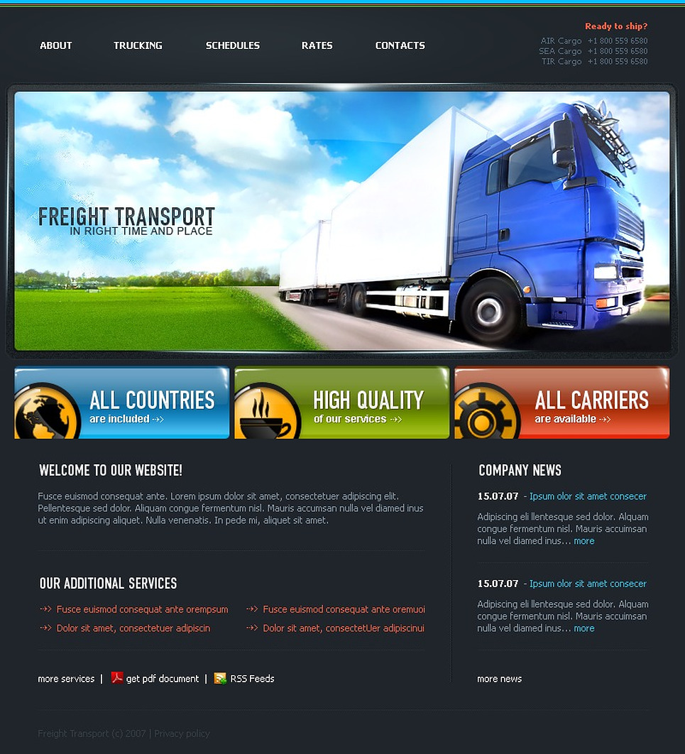 Trucking Website Template #18232