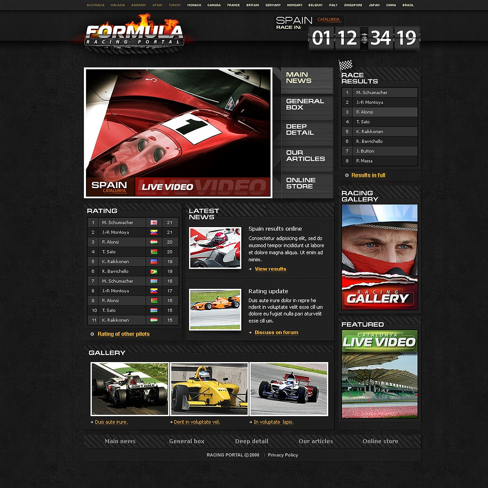 Motor Racing Website Templates