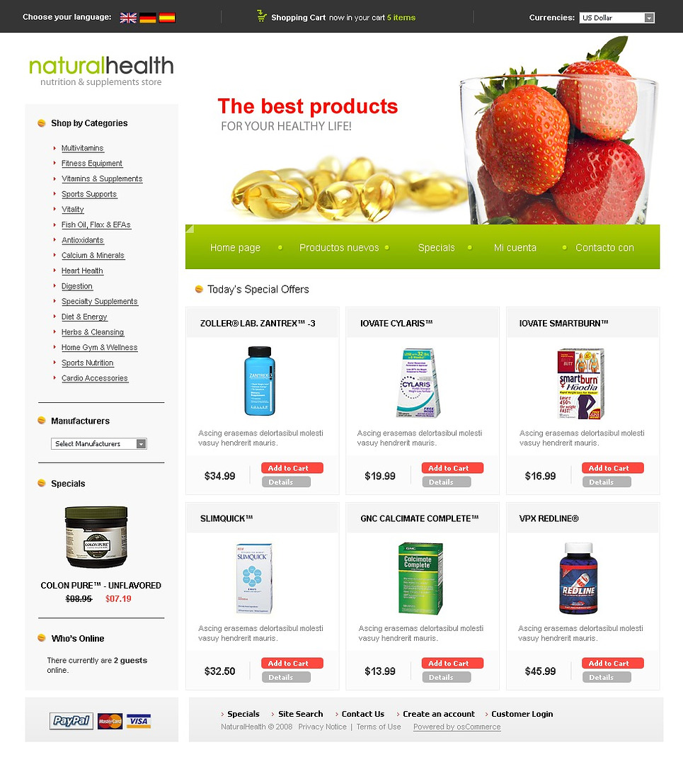 Nutrition Store Oscommerce Template Web Design Templates Website Templates Download Nutrition Website Templates