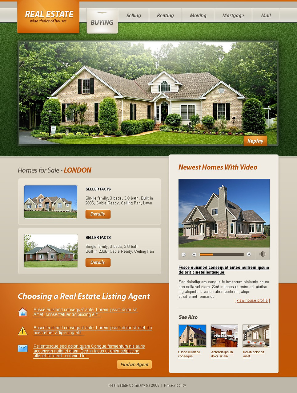 Home For Sale Web Page Template