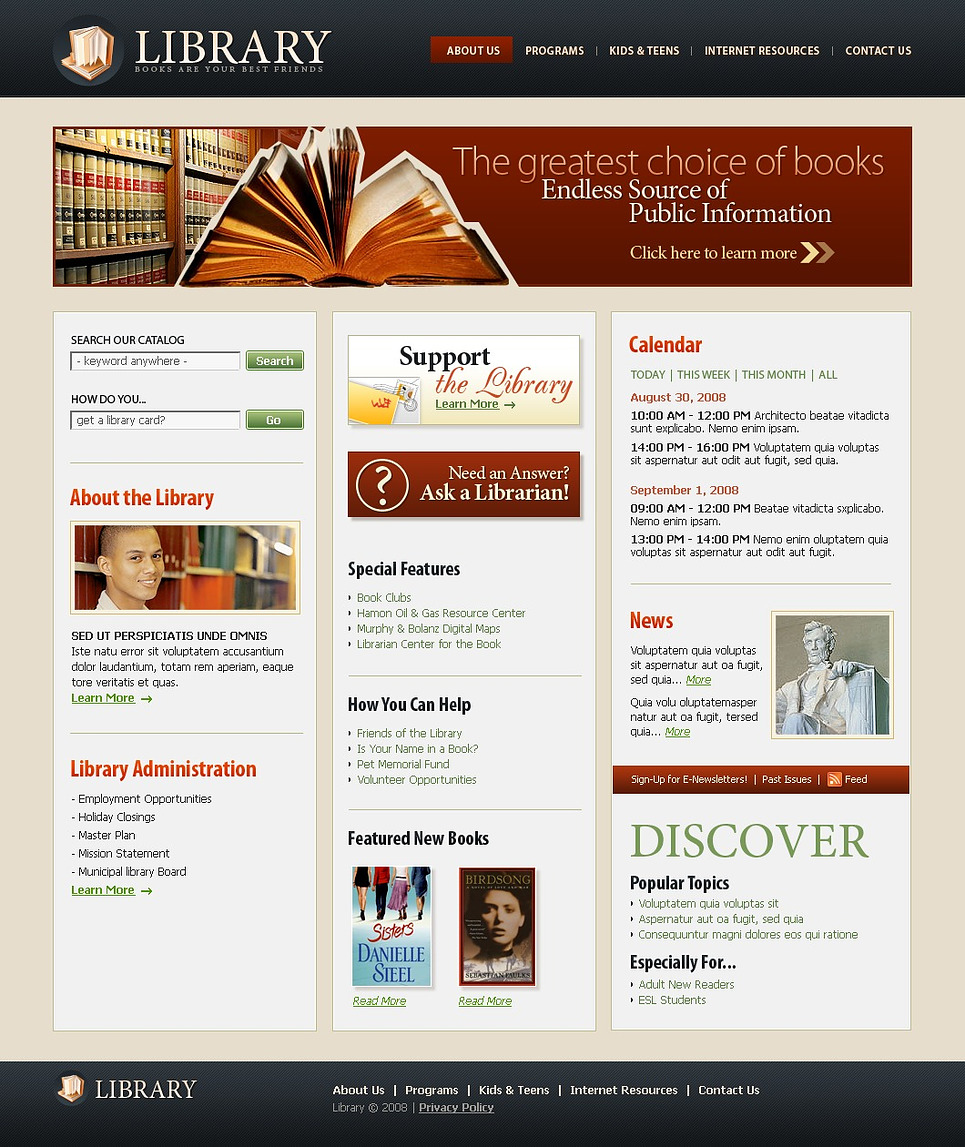 Download Public Library Website Templates free software tabletinter