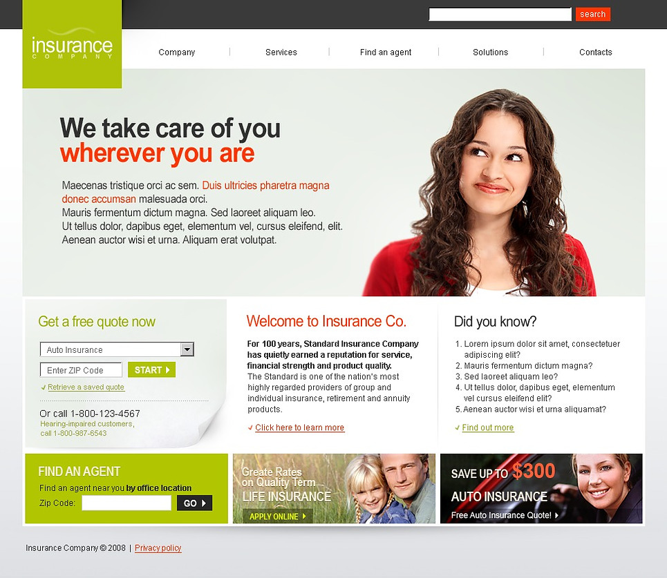 Insurance Website Template 21470