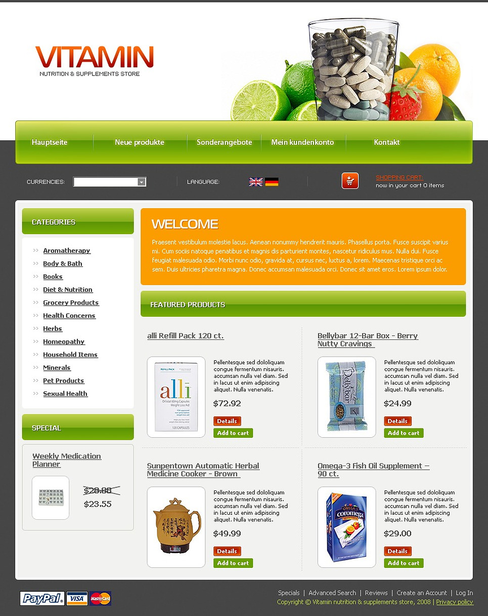 Nutrition Store Cre Loaded Template Web Design Templates Website Templates Download Nutrition Website Templates
