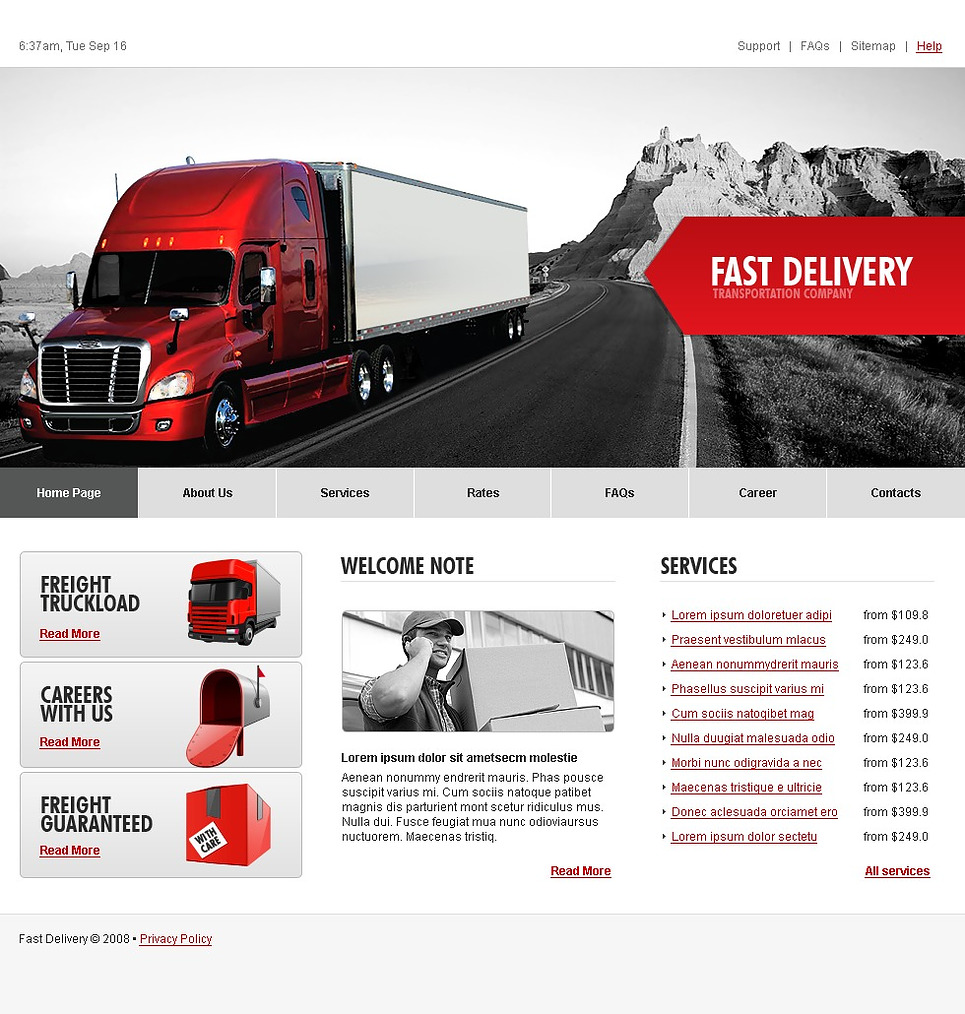 Trucking Website Template #21695
