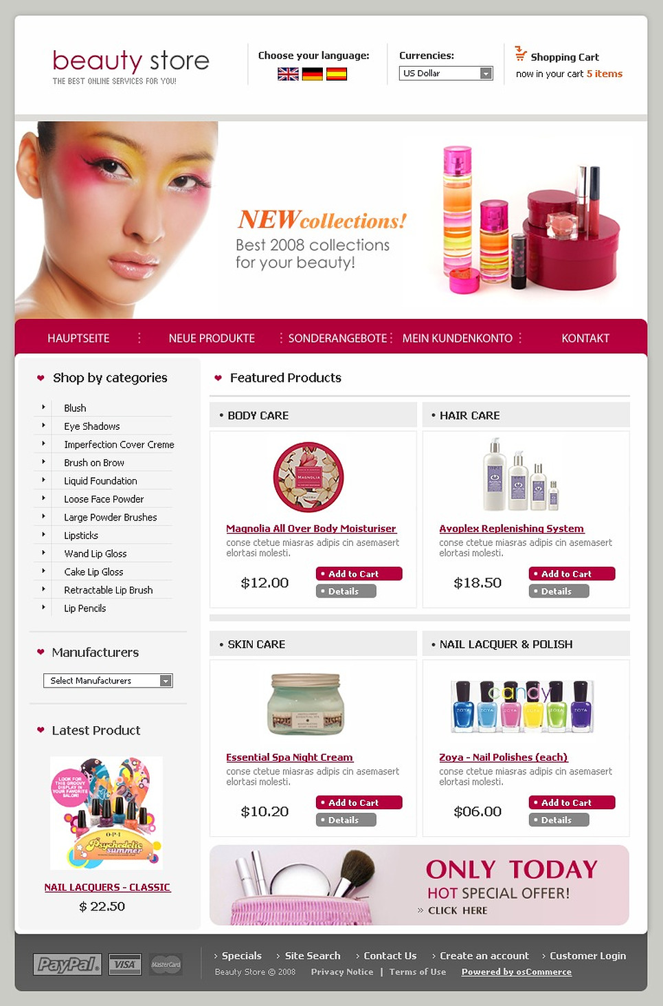 Cosmetics Store Cre Loaded Template Web Design Templates Website Templates Download Cosmetic Website Templates