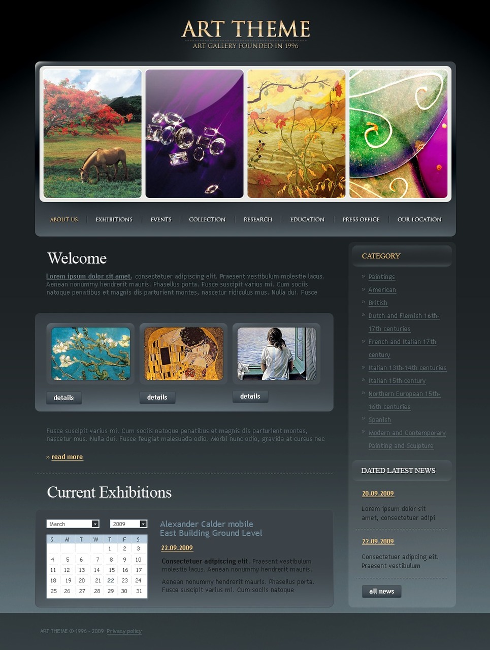 Art Gallery Website Template Web Design Templates Website Templates