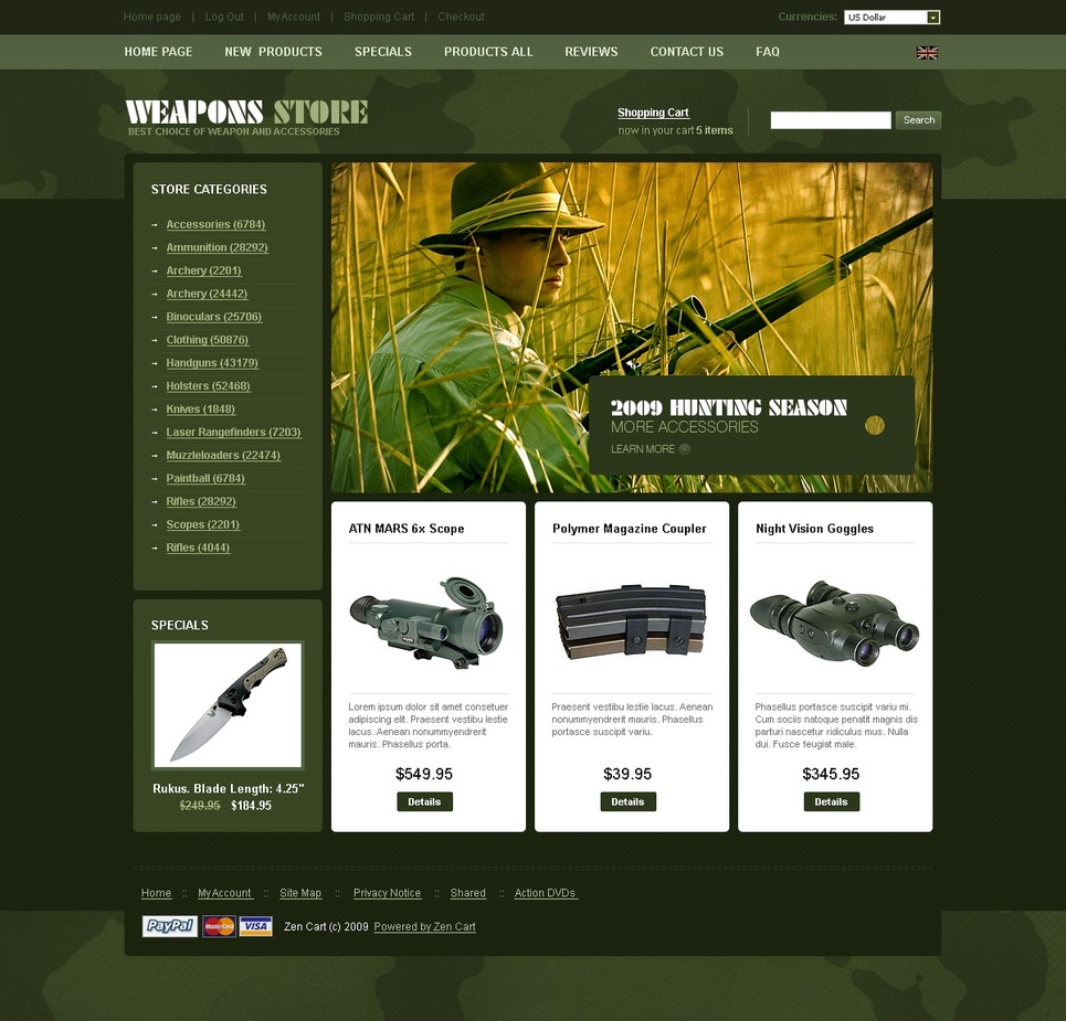 Gun Shop Zencart Template Web Design Templates Website Templates Download Gun Shop Zencart Gun Shop Website Template