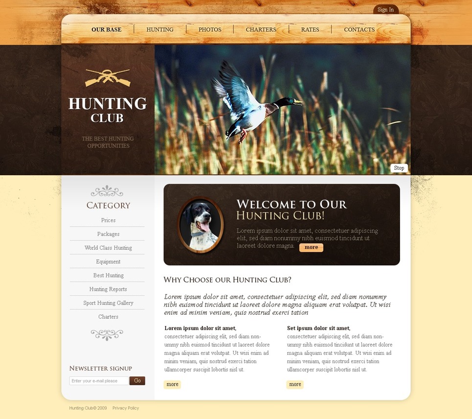 Hunting Website Template #25090