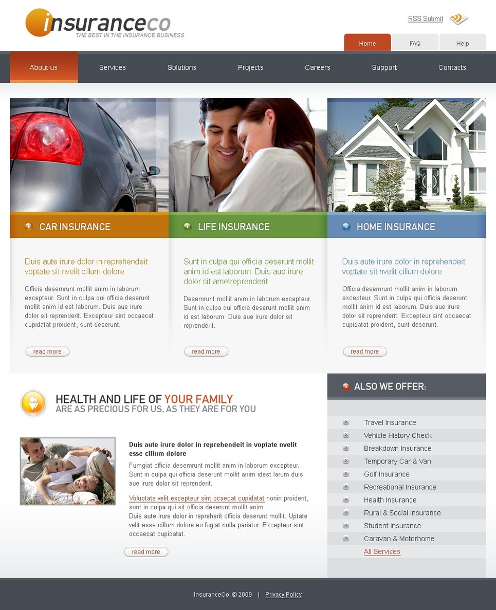 Insurance Website Template - Web Design Templates, Website Templates, Download Insurance Website ...