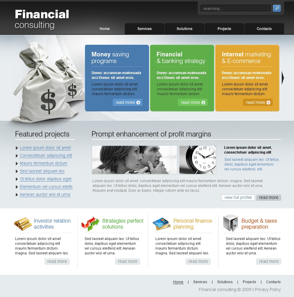 Finance Web Page Templates