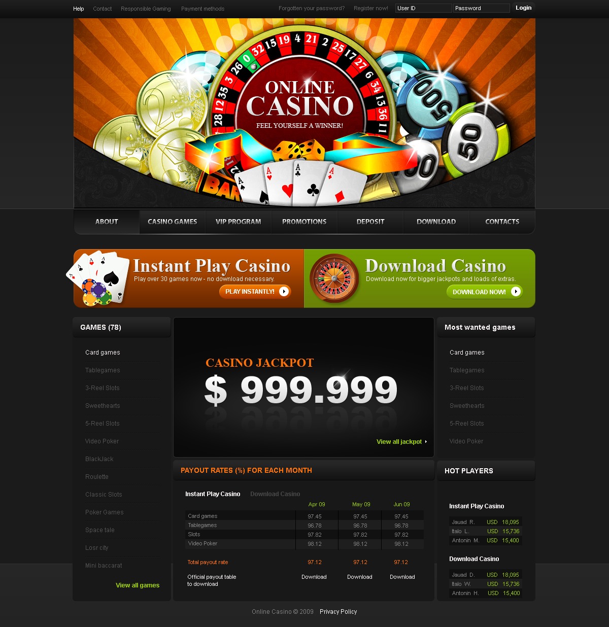 Online Casino Website Templates