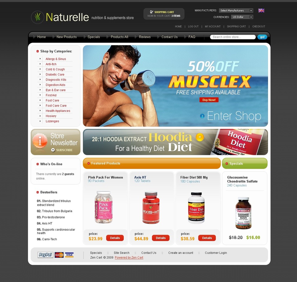 Nutrition Store Zencart Template Web Design Templates Website Templates Download Nutrition Supplement Website Template