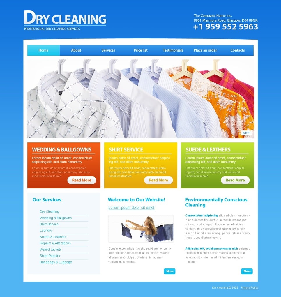 Dry Cleaners Website Template 26346