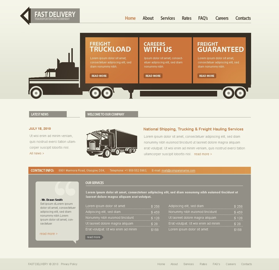 Trucking Website Template #26443