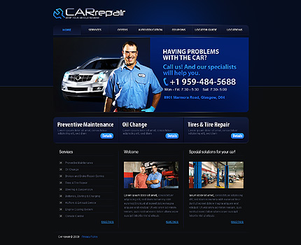 Auto Repair Website Template on Website Templates   Template  26449   Car Recovery Repairs Automobile