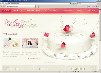  Website Templates on Website Templates   Template  27299   Wedding Cakes Delights Cake
