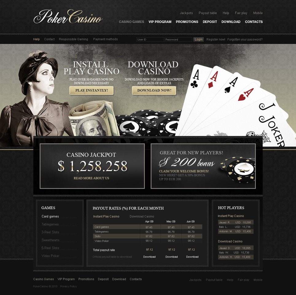 Poker website templates