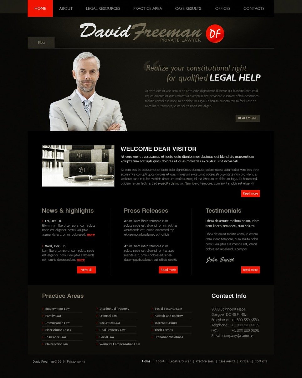 Lawyer Website Template 28859