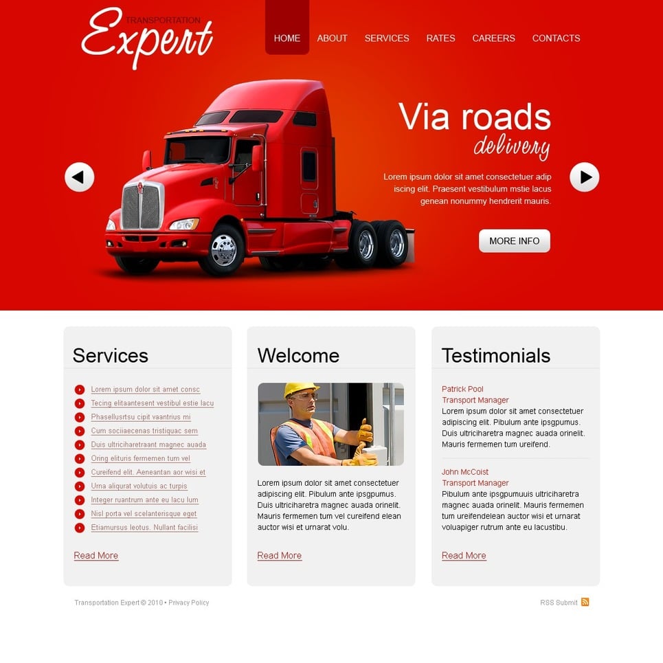Transport Company Website Template Free Download Printable Templates
