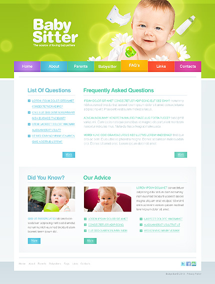 Babysitter Website Template #29197