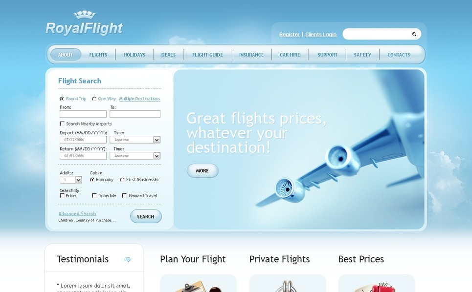 Airline Tickets site Template 29501