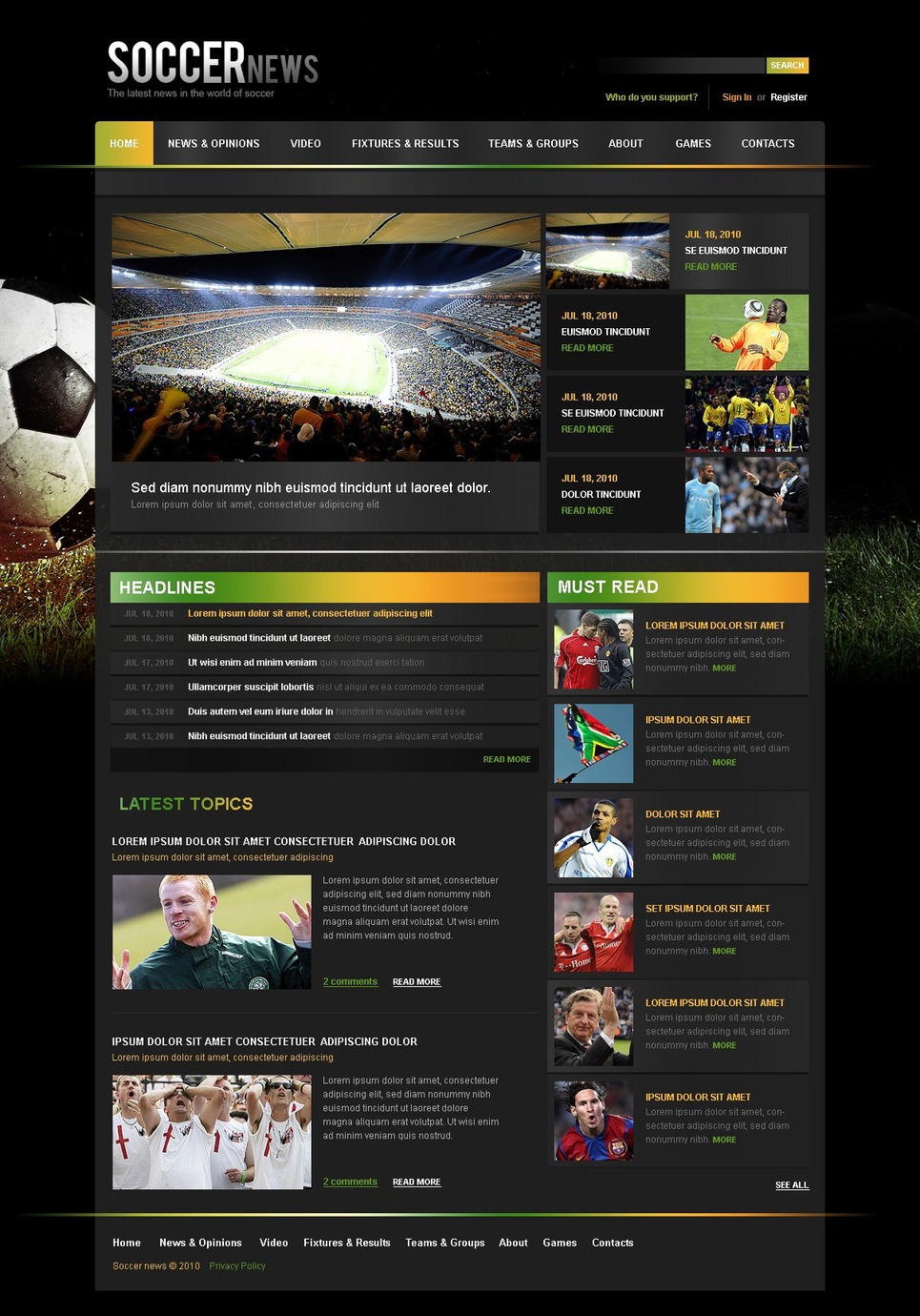 Soccer Website Template Web Design Templates Website Templates