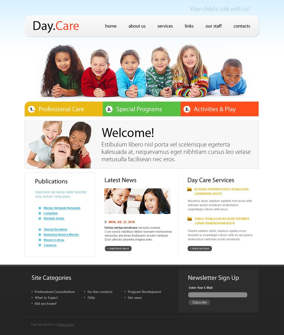Day Care Website Template 29781