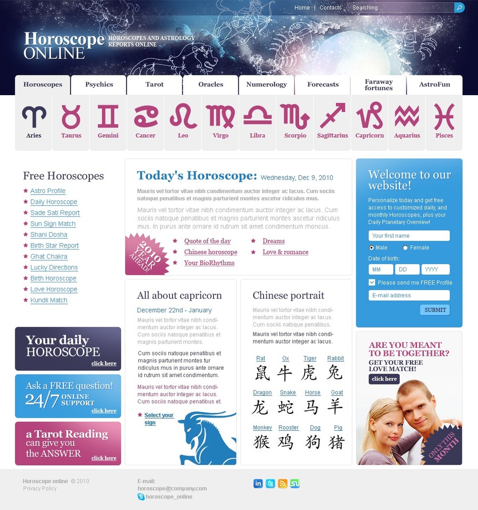 horoscope and astrology wordpress theme free download