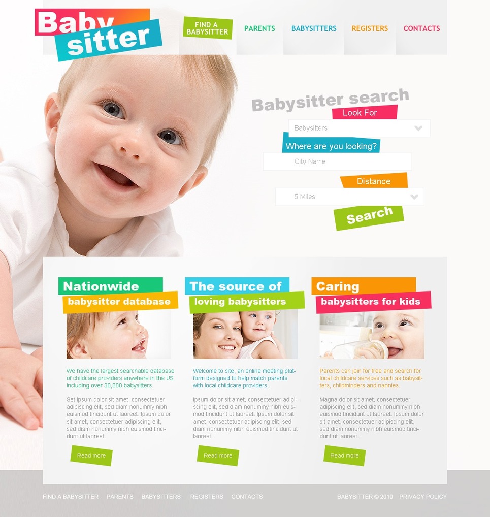 Babysitter Website Template 30646