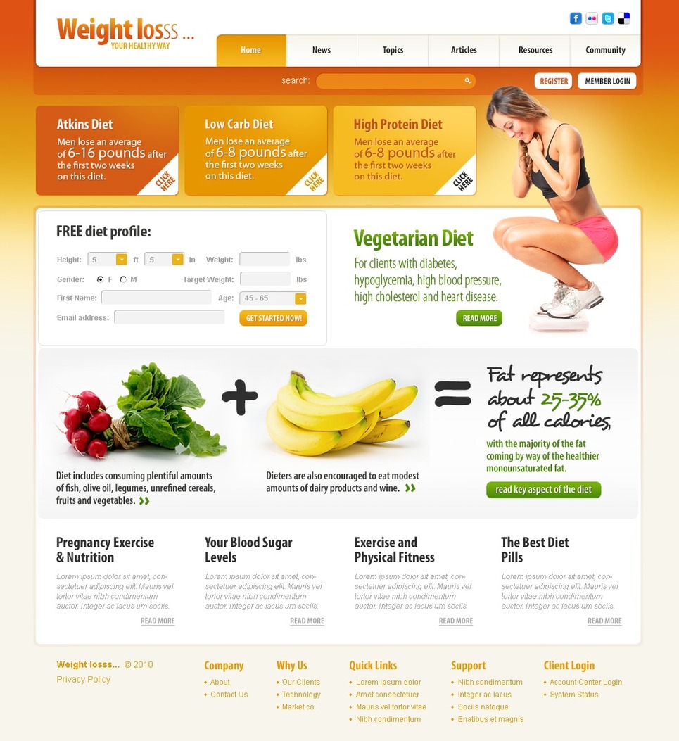 Weight Loss Website Template #30747