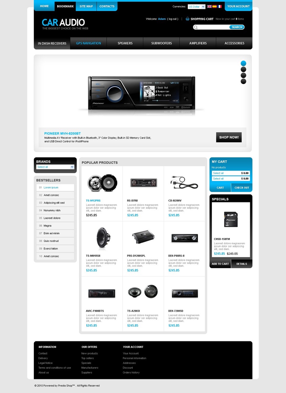 Multimenu car audio site Theme 31381