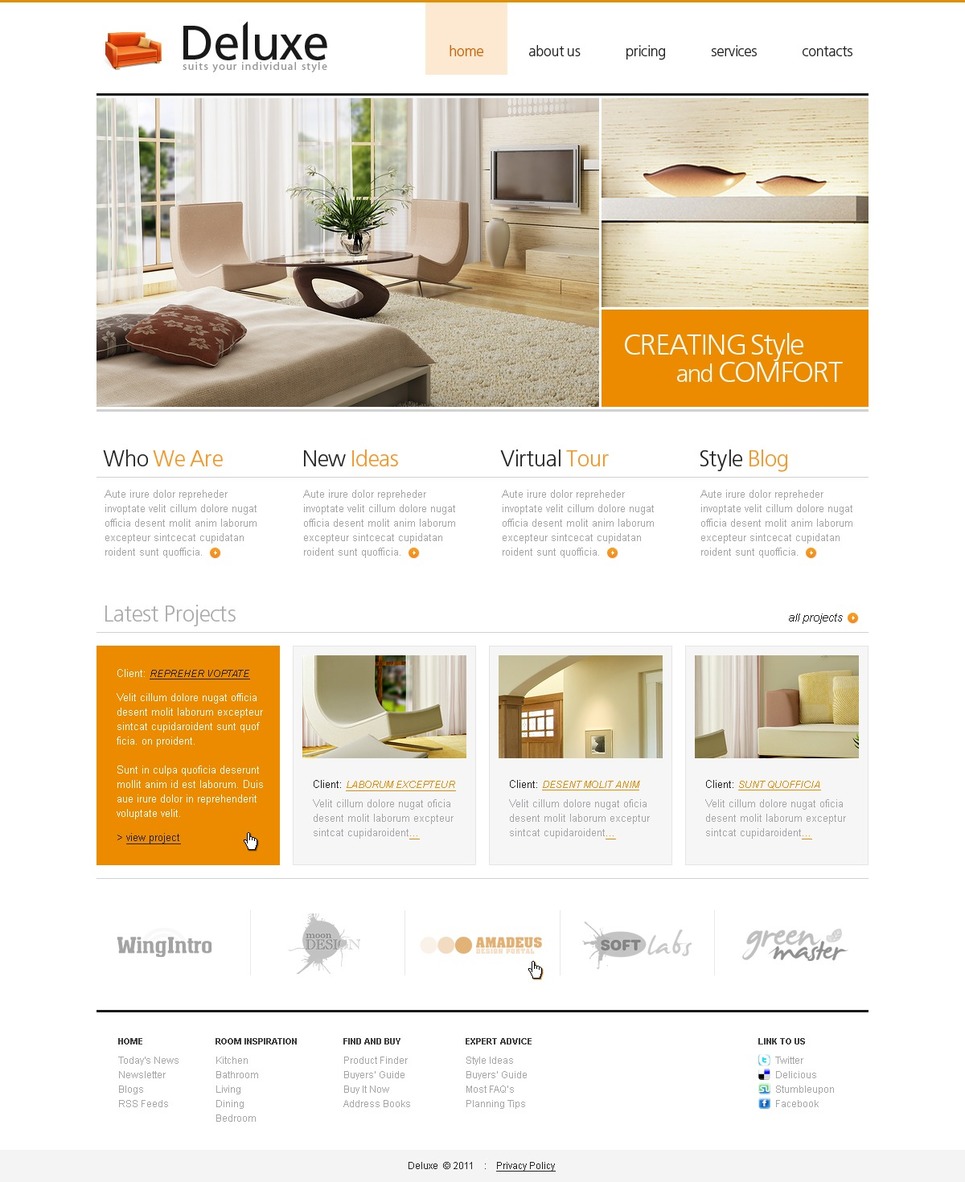 Interior Design Website Template #32612